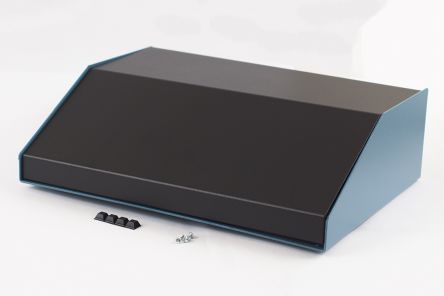 Hammond 1456 Series Blue Aluminium Aluminium Case, Flanged, Black Lid, 259 x 356 x 102mm [1456PK4BKBU]; 277-7501