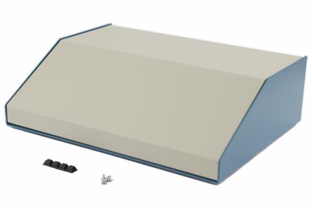 Hammond 1456 Series Blue Aluminium Aluminium Case, IP31, Flanged, Beige Lid, 259 x 356 x 102mm [1456PK4WHBU]; 277-7502