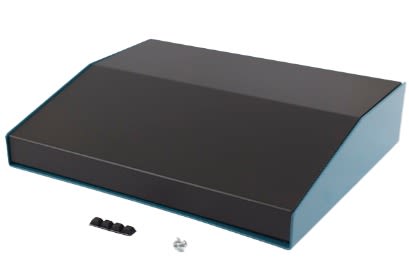 Hammond 1456 Series Blue Aluminium Aluminium Case, Flanged, Black Lid, 287 x 356 x 76mm [1456PL3BKBU]; 277-7504