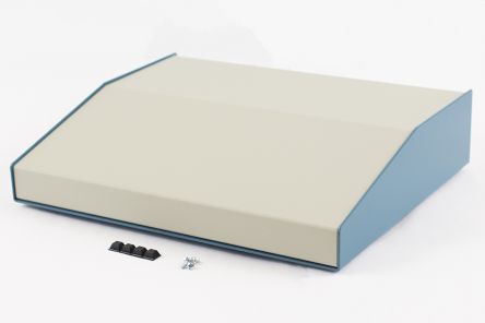 Hammond 1456 Series Blue Aluminium Aluminium Case, Flanged, Beige Lid, 284 x 356 x 76mm [1456PL3WHBU]; 277-7505