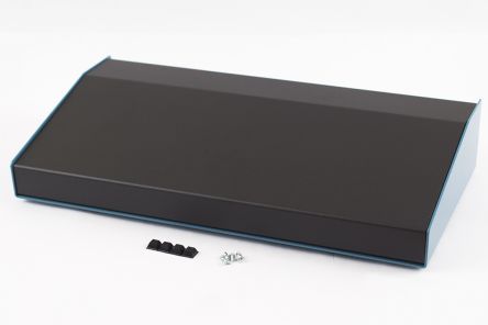 Hammond 1456 Series Blue Aluminium Aluminium Case, IP31, Flanged, Black Lid, 211 x 432 x 76mm [1456RH3BKBU]; 277-7507