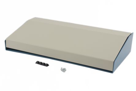 Hammond 1456 Series Blue Aluminium Aluminium Case, IP31, Flanged, Beige Lid, 211 x 432 x 76mm [1456RH3WHBU]; 277-7508