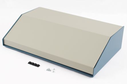 Hammond 1456 Series Blue Aluminium Aluminium Case, IP31, Flanged, Beige Lid, 259 x 432 x 102mm [1456RK4WHBU]; 277-7511
