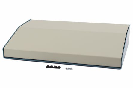Hammond 1456 Series Blue Aluminium Aluminium Case, IP31, Flanged, Beige Lid, 287 x 432 x 76mm [1456RL3WHBU]; 277-7516