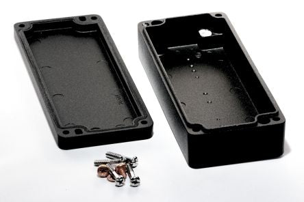 Hammond 1590Z Series Black Aluminium Enclosure, IP68, Flanged, Black Lid, 150 x 64 x 36mm [1590Z063BK]; 277-7598