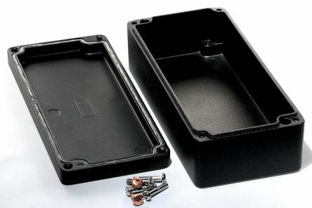 Hammond 1590Z Series Black Die Cast Aluminium Alloy Enclosure, IP68, Flanged, Black Lid, 175 x 52 x 80mm [1590Z130BK]; 277-7602