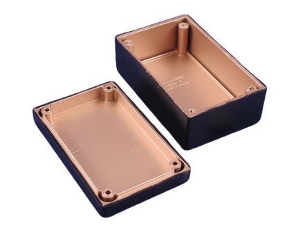 Hammond 1594R Series Black ABS, Plastic Enclosure, IP54, Flanged, Black Lid, 132 x 66 x 43mm [1594RDBK]; 277-7608