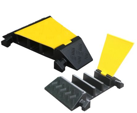 RS PRO 310mm Black/Yellow Cable Cover in Natural Rubber, 65mm Inside dia. [0]; 277-7907