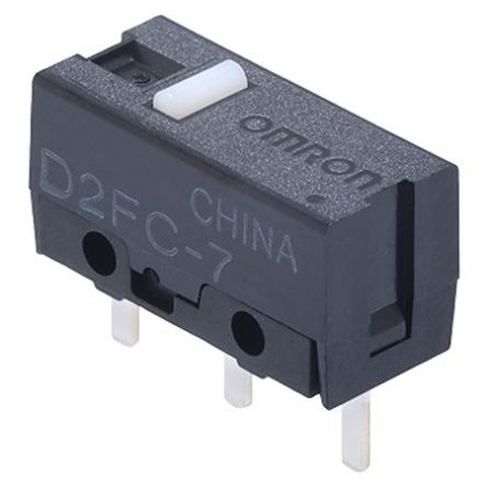 Omron Button Subminiature Micro Switch, Through Hole Terminal, 1mA, SPST, IP40 [D2FC-F-7N(20M)(STD)]; 277-8693
