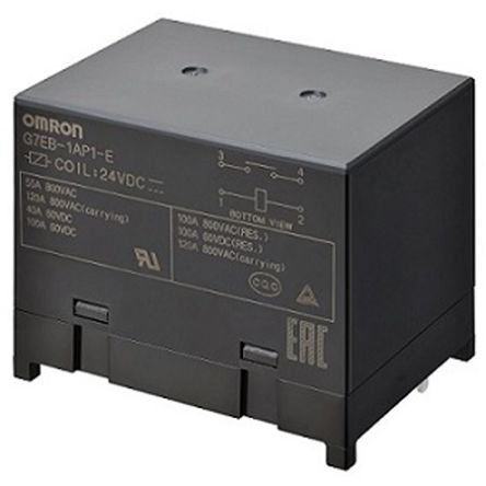 Omron PCB Mount Power Relay, 12V dc Coil, 100A Switching Current, SPST-NO [G7EB-1A-E-DC12]; 277-8724