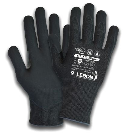 Lebon Protection METALTOUCH Black Elastane, HPPE, Stainless Steel, Polyamide Cut Resistant Cut Resistant Gloves, Size [METALTOUCH-7]; 277-8746