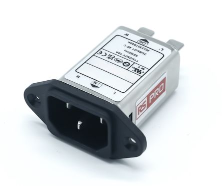 RS PRO 10A, 250 V ac Socket Chassis Mount IEC Inlet Filter, Faston [0]; 278-0323