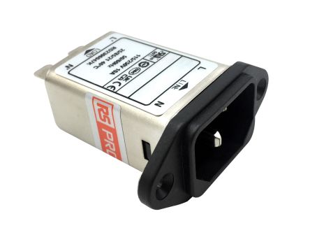 RS PRO 10A, 250 V ac Socket Chassis Mount IEC Inlet Filter, Faston [0]; 278-0325
