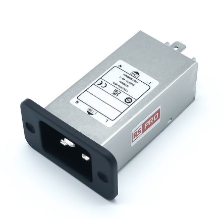 RS PRO 20A, 250 V ac Socket Chassis Mount IEC Inlet Filter, Faston [0]; 278-0328