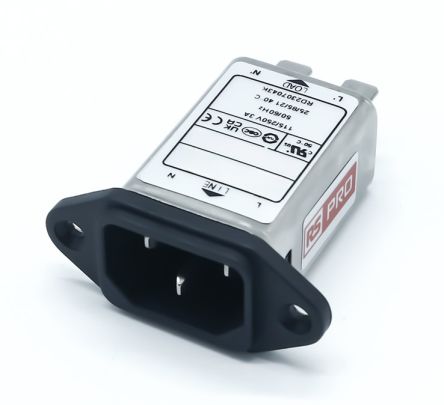 RS PRO 3A, 250 V ac Socket Chassis Mount IEC Inlet Filter, Faston [0]; 278-0329