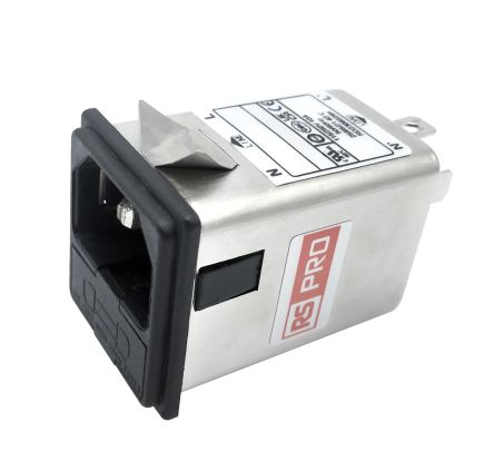 RS PRO 10A, 250 V ac Socket Chassis Mount IEC Inlet Filter, Snap In 2 Fuse [0]; 278-0330