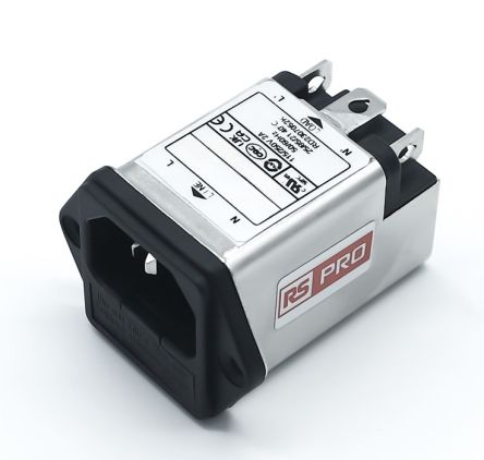 RS PRO 2A, 250 V ac Socket Chassis Mount IEC Inlet Filter, Faston 1 Fuse [0]; 278-0333