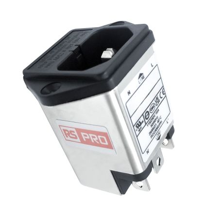 RS PRO 10A, 250 V ac Socket Chassis Mount IEC Inlet Filter, Faston 2 Fuse [0]; 278-0334