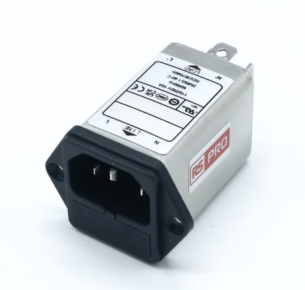 RS PRO 10A, 250 V ac Socket Chassis Mount IEC Inlet Filter, Faston 2 Fuse [0]; 278-0336