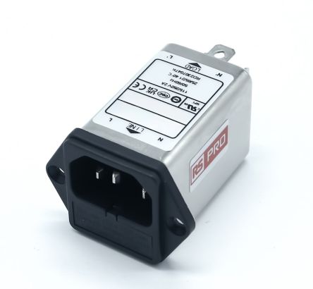 RS PRO 2A, 250 V ac Socket Chassis Mount IEC Inlet Filter, Faston 2 Fuse [0]; 278-0337