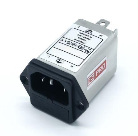 RS PRO 4A, 250 V ac Socket Chassis Mount IEC Inlet Filter, Faston 2 Fuse [0]; 278-0338