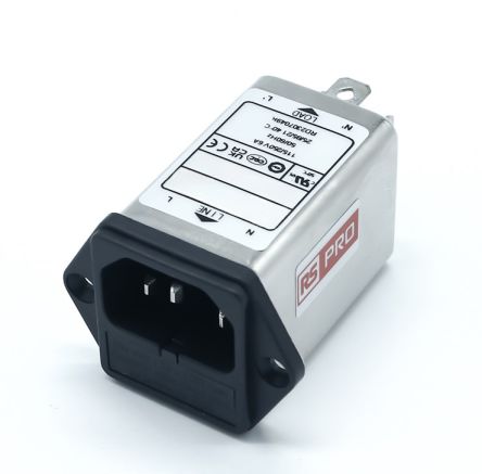 RS PRO 6A, 250 V ac Socket Chassis Mount IEC Inlet Filter, Faston 2 Fuse [0]; 278-0339
