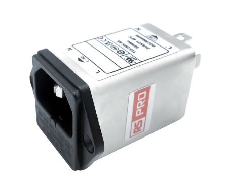 RS PRO 6A, 250 V ac Socket Chassis Mount IEC Inlet Filter, Faston 2 Fuse [0]; 278-0341