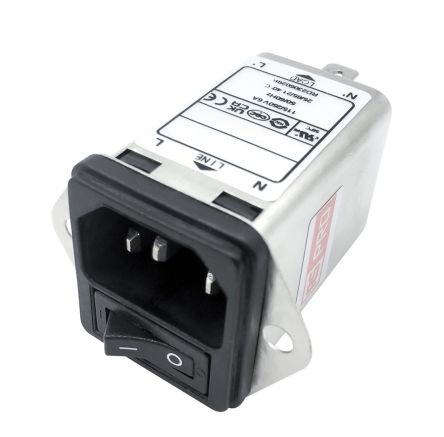 RS PRO 6A, 250 V ac Socket Chassis Mount IEC Inlet Filter 1 Pole, Faston [0]; 278-0342
