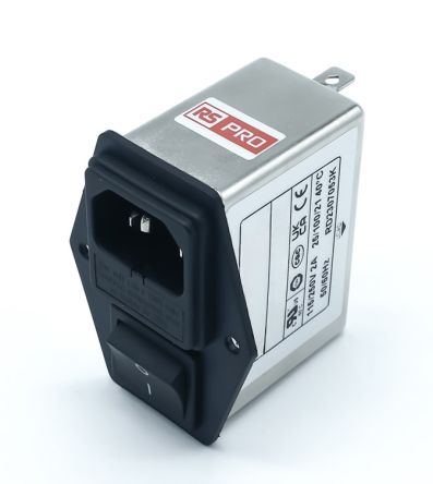 RS PRO 2A, 250 V ac Socket Chassis Mount IEC Inlet Filter 2 Pole, Faston 1 Fuse [0]; 278-0344