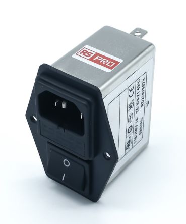 RS PRO 1A, 250 V ac Socket Chassis Mount IEC Inlet Filter 2 Pole, Faston 2 Fuse [0]; 278-0349