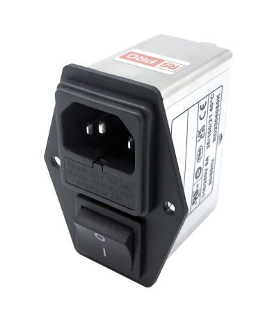RS PRO 6A, 250 V ac Socket Chassis Mount IEC Inlet Filter 2 Pole, Faston 2 Fuse [0]; 278-0353