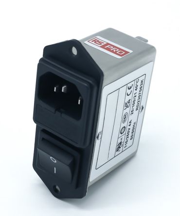 RS PRO 4A, 250 V ac Socket Chassis Mount IEC Inlet Filter 2 Pole, Faston 1 Fuse [0]; 278-0354