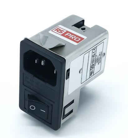 RS PRO 1A, 250 V ac Socket Chassis Mount IEC Inlet Filter 2 Pole, Snap In 1 Fuse [0]; 278-0356