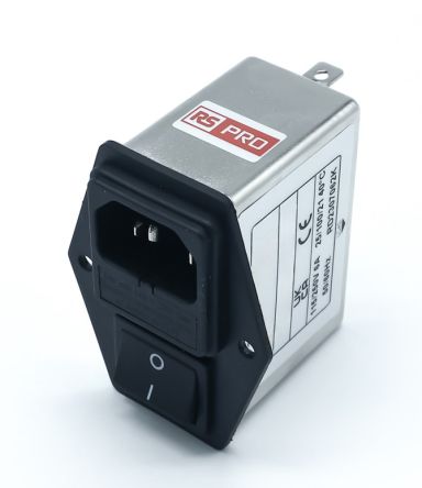 RS PRO 6A, 250 V ac Socket Chassis Mount IEC Inlet Filter 2 Pole, Faston 2 Fuse [0]; 278-0362