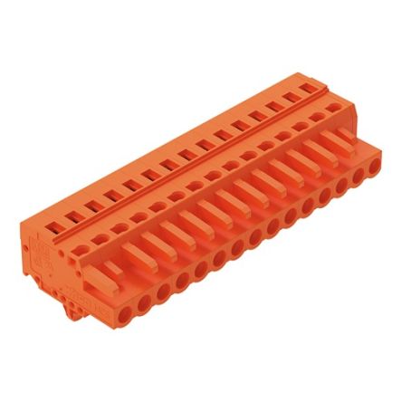 WAGO 231 Series Pluggable Connector, 15-Pole, Female, 15-Way, Snap-In, 16A [231-315/008-000]; 278-0759