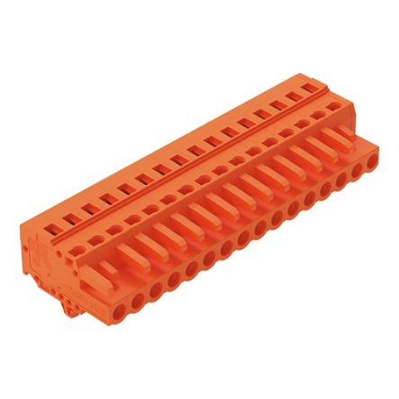 WAGO 231 Series Connector, 16-Pole, Female, 16-Way, Snap-In, 16A [231-316/008-000]; 278-0766