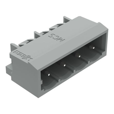 WAGO 231 Series Angled PCB PCB Header, 4 Contact(s), 5 mm Pitch, 1 Row(s), Shrouded [231-434/001-000]; 278-0850