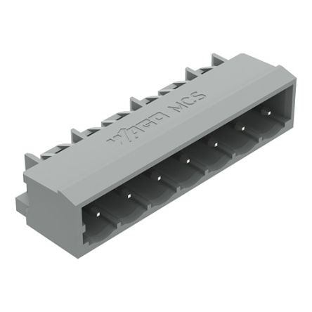WAGO 231 Series Angled PCB PCB Header, 7 Contact(s), 5 mm Pitch, 1 Row(s), Shrouded [231-437/001-000]; 278-0854