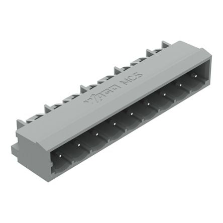 WAGO 231 Series Angled PCB PCB Header, 9 Contact(s), 5 mm Pitch, 1 Row(s), Shrouded [231-439/001-000]; 278-0855