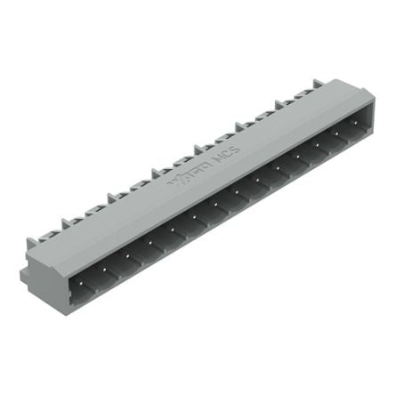 WAGO 231 Series Angled PCB PCB Header, 14 Contact(s), 5 mm Pitch, 1 Row(s), Shrouded [231-444/001-000]; 278-0858