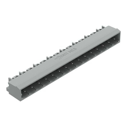 WAGO 231 Series Angled PCB PCB Header, 15 Contact(s), 5 mm Pitch, 1 Row(s), Shrouded [231-445/001-000]; 278-0860