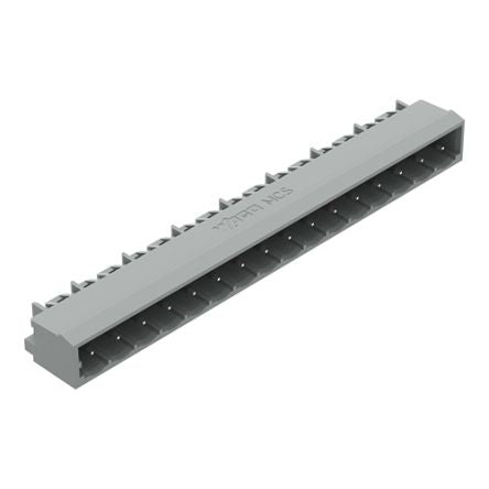 WAGO 231 Series Angled PCB PCB Header, 16 Contact(s), 5 mm Pitch, 1 Row(s), Shrouded [231-446/001-000]; 278-0861