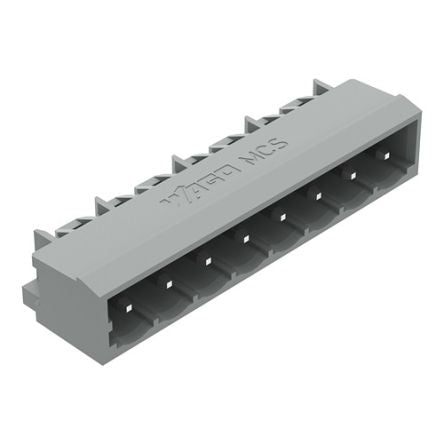 WAGO 231 Series Angled PCB PCB Header, 8 Contact(s), 5 mm Pitch, 1 Row(s), Shrouded [231-468/001-000]; 278-0868