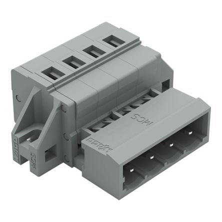WAGO 231 Series Pluggable Connector, 4-Pole, Male, 4-Way, Snap-In, 12A [231-604/019-000]; 278-0912