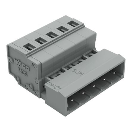 WAGO 231 Series Pluggable Connector, 5-Pole, Male, 5-Way, Snap-In, 12A [231-605]; 278-0915