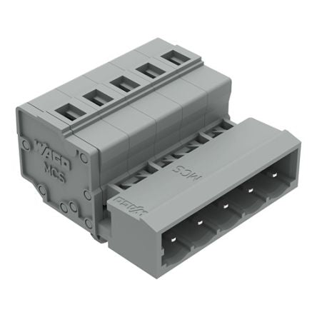 WAGO 231 Series Connector, 5-Pole, Male, 5-Way, Snap-In, 12A [231-605/018-000]; 278-0918