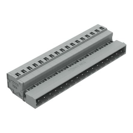 WAGO 231 Series Pluggable Connector, 17-Pole, Male, 17-Way, Panel Mount, Snap In Mount, 15A [231-617/018-000]; 278-0978