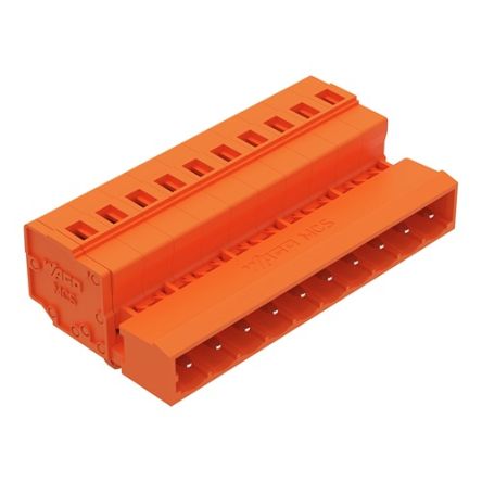 WAGO 231 Series Pluggable Connector, 10-Pole, Male, 10-Way, Panel Mount, Snap In Mount, 15A [231-640/018-000]; 278-1056