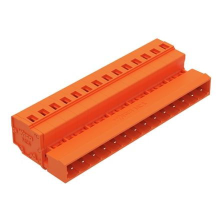 WAGO 231 Series Pluggable Connector, 14-Pole, Male, 14-Way, Panel Mount, Snap In Mount, 15A [231-644/018-000]; 278-1075