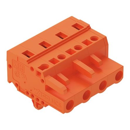 WAGO 231 Series Pluggable Connector, 4-Pole, Female, 4-Way, Free Hanging, 16A [231-704/008-000]; 278-1130